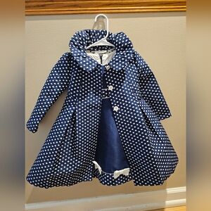 Navy Polka Dot Coat